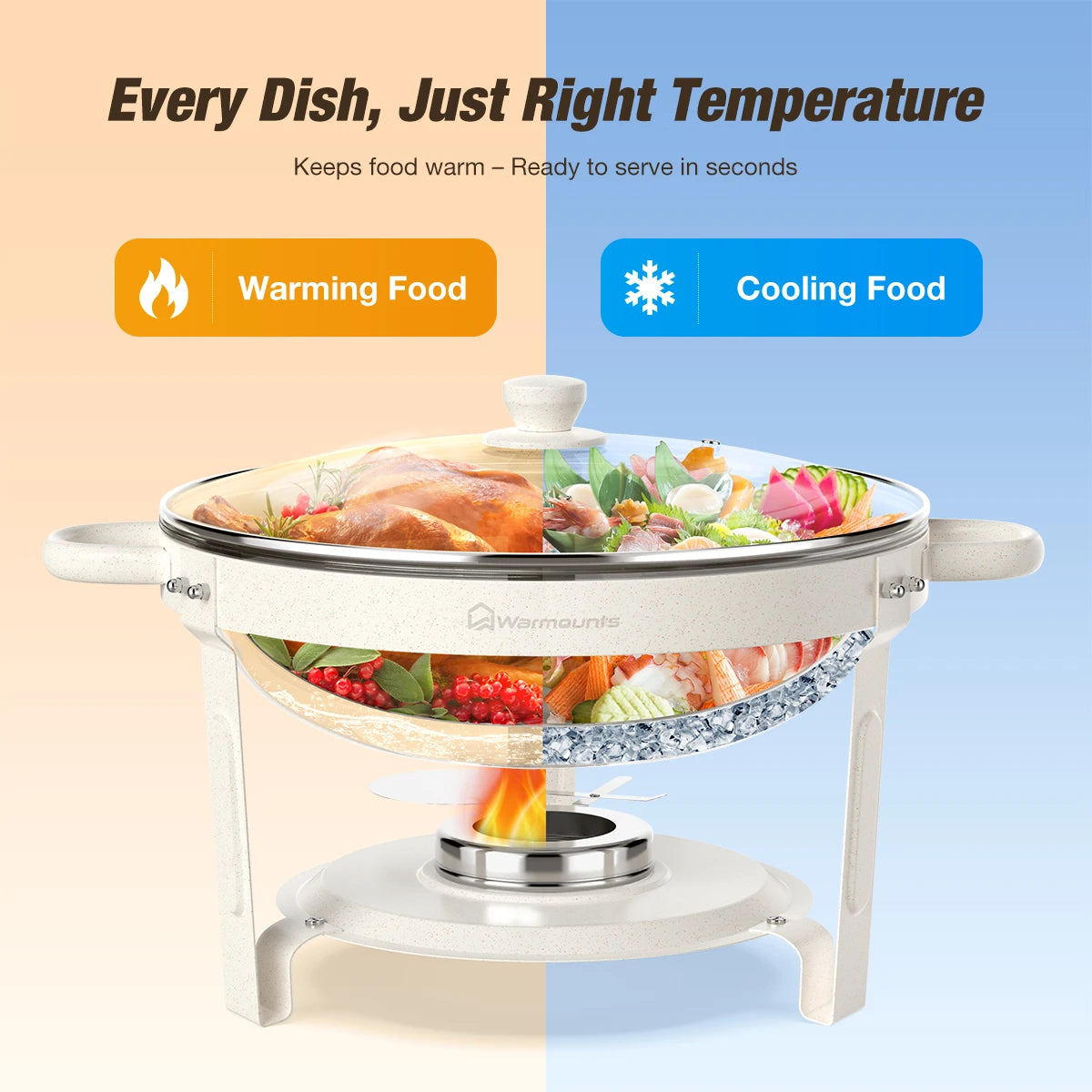 Warmounts Chafing Dishes Buffet Set With Glass Lid