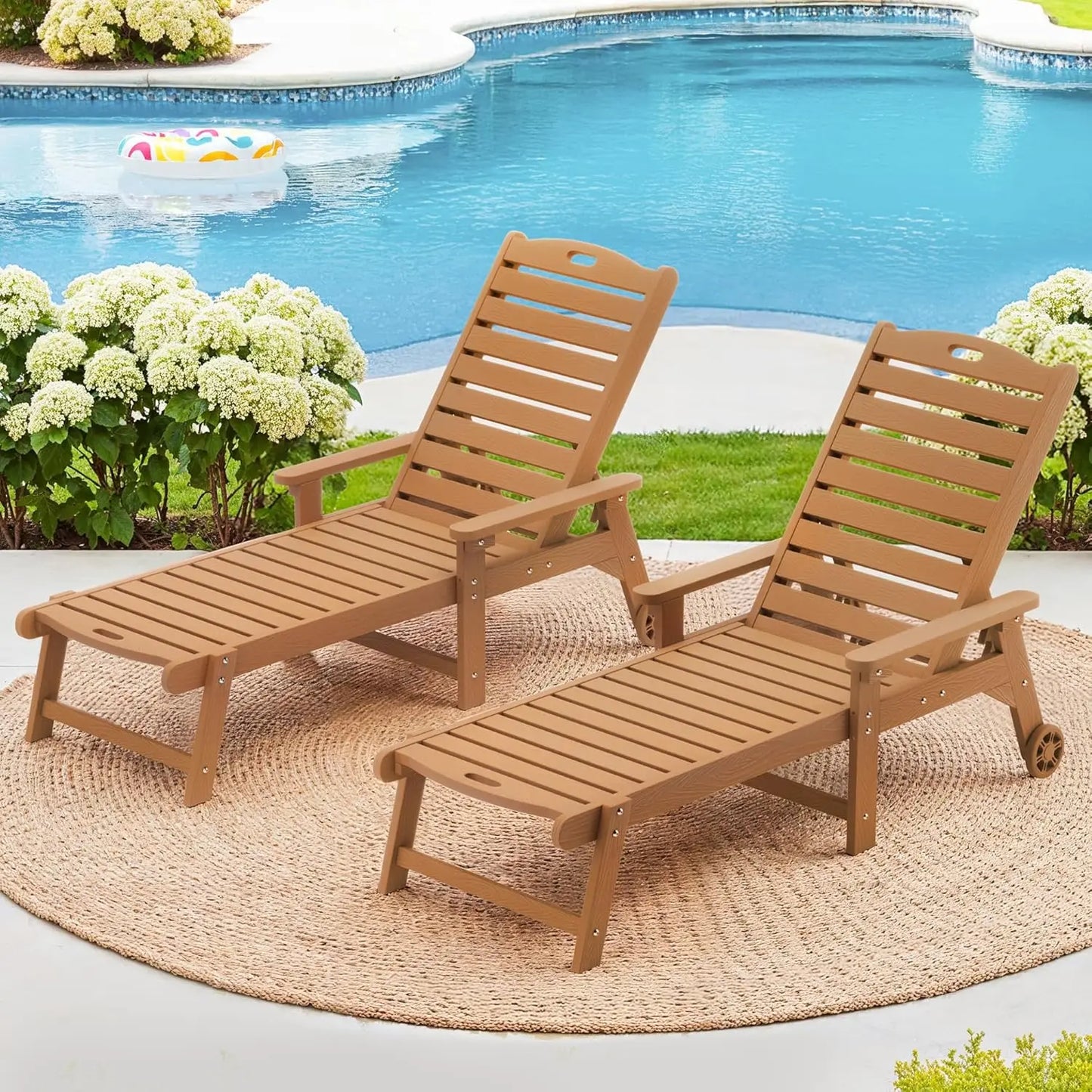 HUANZHUANG Outdoor Chaise Lounge Set of 2 Adjustable Lounges
