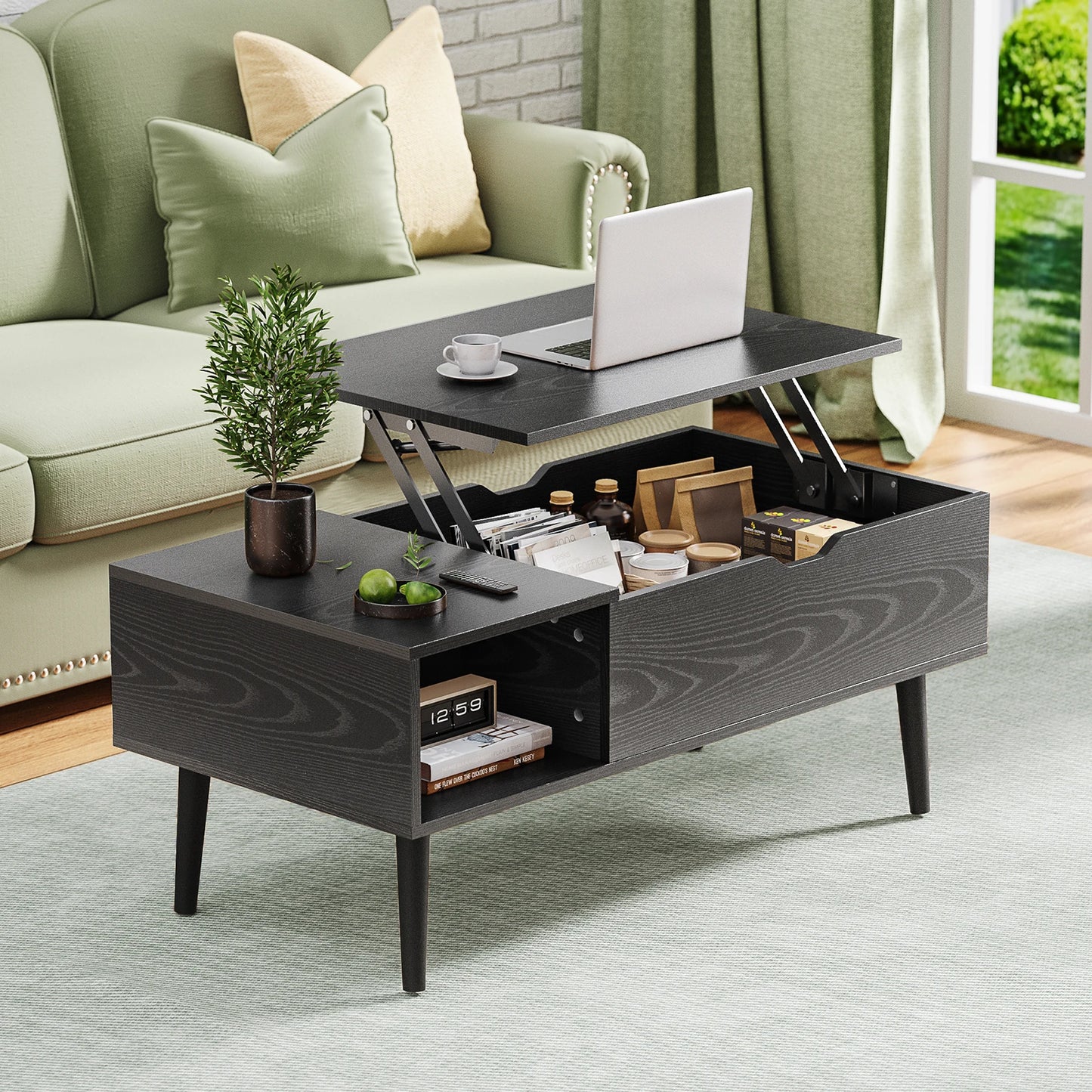 JHK Lift Top Coffee Table With Adjustable Storage Living Room