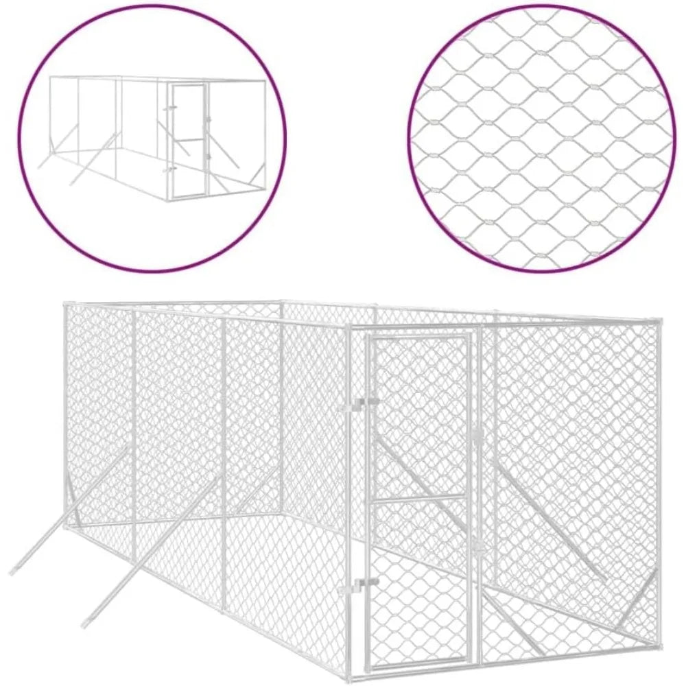 Outdoor Galvanized Steel Dog Kennel Cage For Yard Enclosure