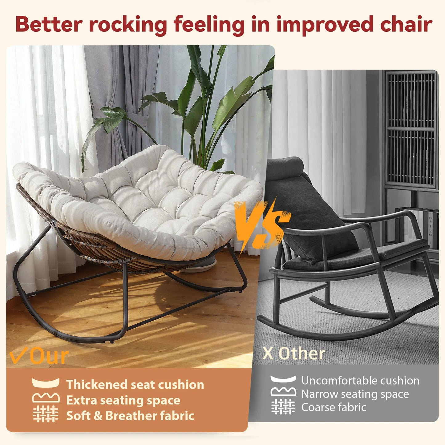 Outdoor Wicker Egg Chair Papasan With Cushioned Seat For Porch