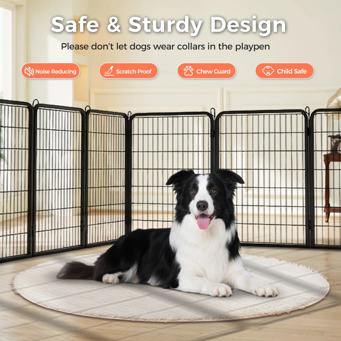 PEQULTI Heavy Duty Metal Puppy Playpen for Indoor Outdoor Use