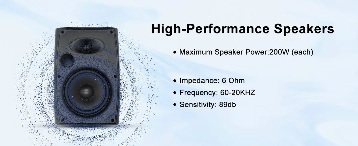 Herdio 4 Pack Outdoor Bluetooth Speakers With Wall Mount Amplifier