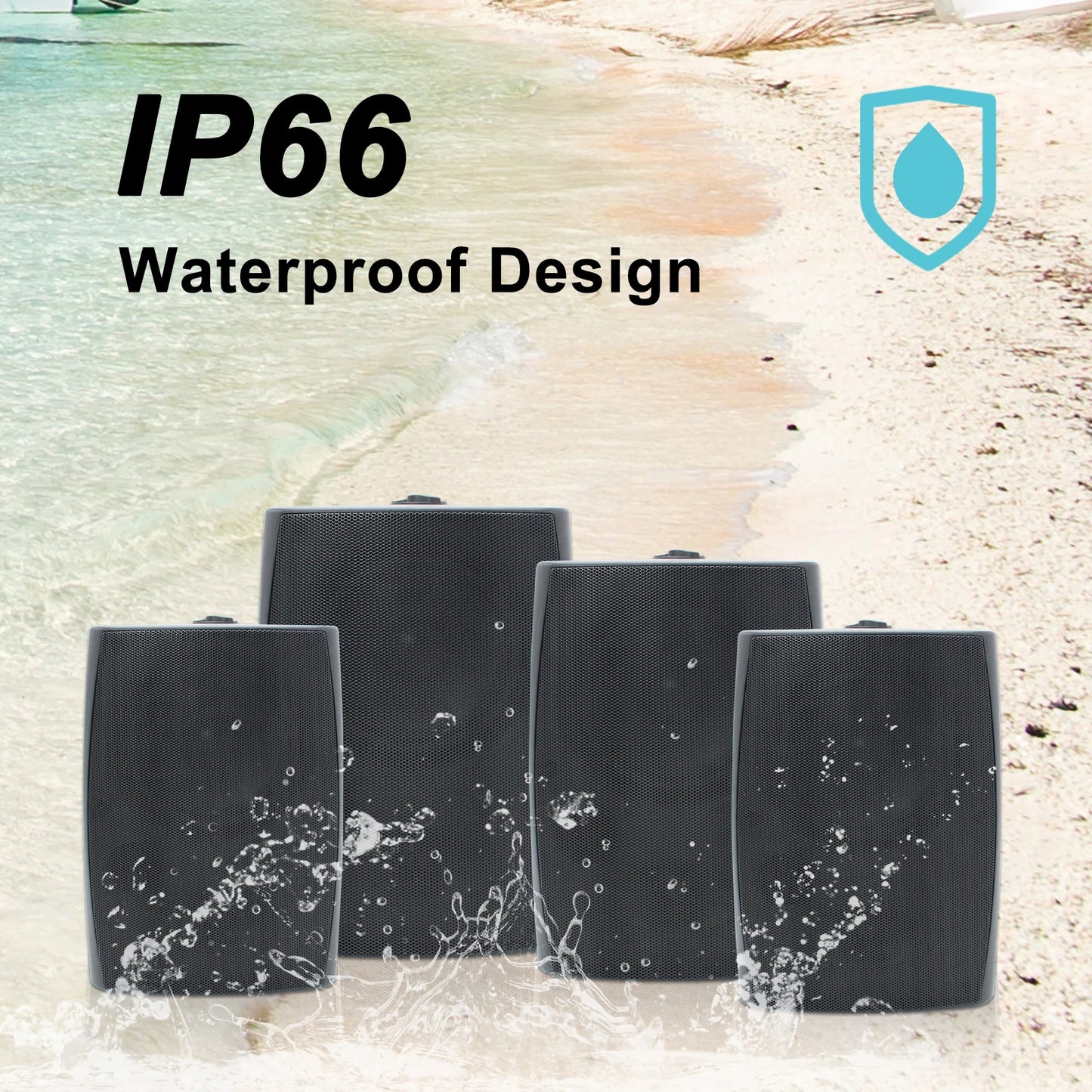 Herdio 4 Pack Outdoor Bluetooth Speakers With Wall Mount Amplifier