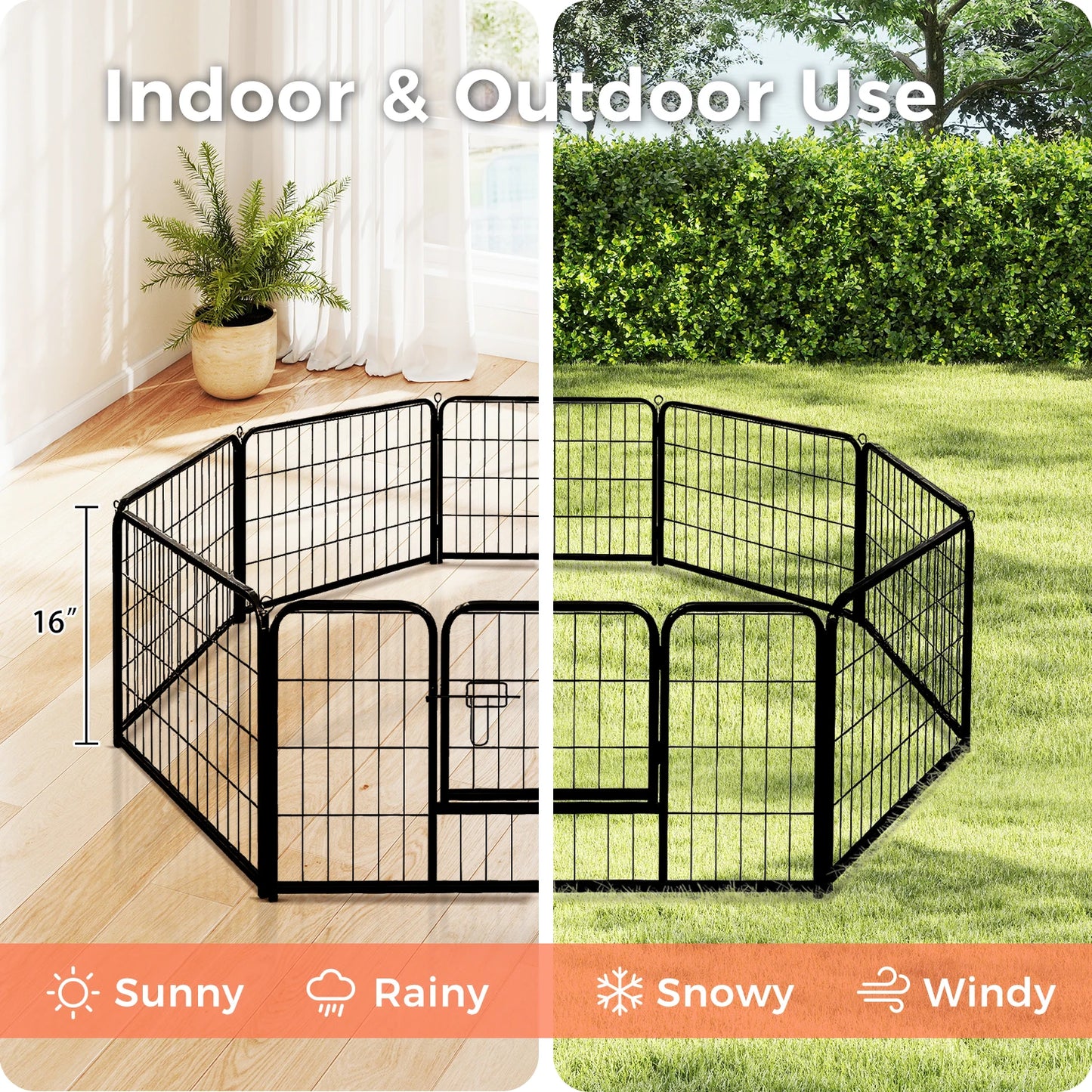 PEQULTI Heavy Duty Metal Puppy Playpen for Indoor Outdoor Use