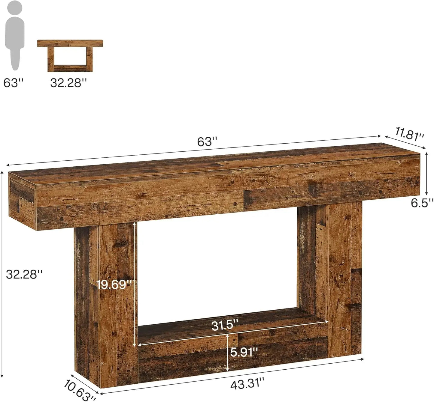Tribesigns Farmhouse Console Table Two-Tier Entryway Table With U-Shaped Base