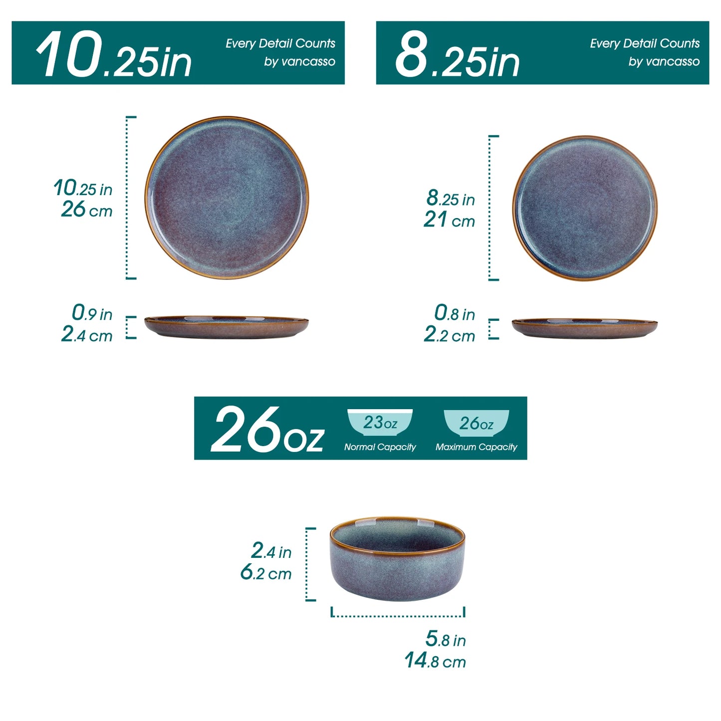 Malacasa Reactive Glaze Stoneware Dinnerware Set Plates Bowls