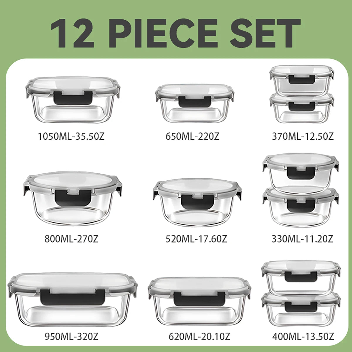 Glass Lunch Box Meal Prep Airtight Bento Microwave BPA Free