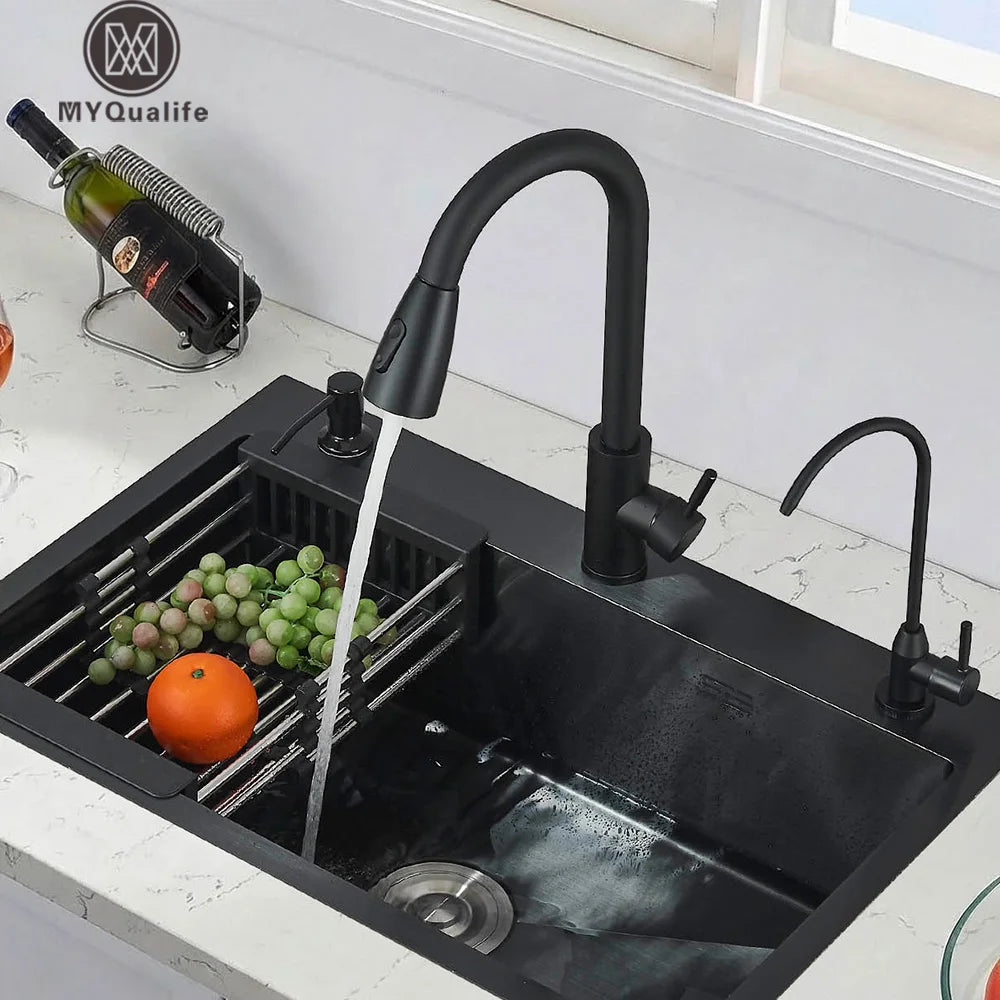 MYQualife Stainless Steel Kitchen Sink With Faucet And Soap Dispenser