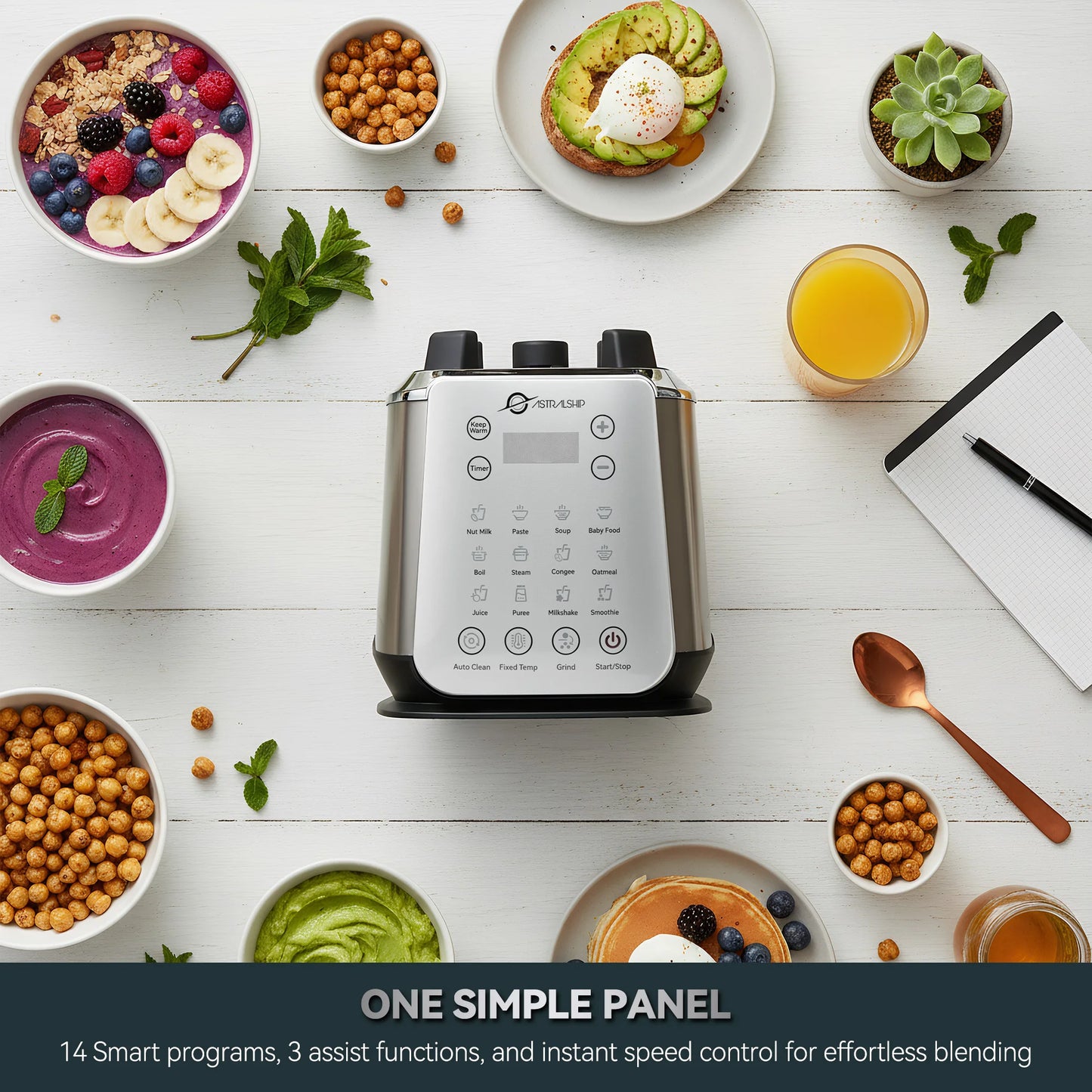 Astralship ASH01S Stainless Steel 1500W Blender With 9 Speeds