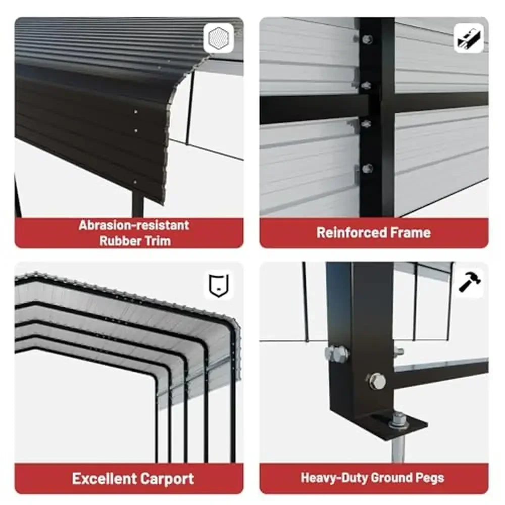 Heavy Duty Metal Carport Canopy Shelter Waterproof Windproof Sun Shield