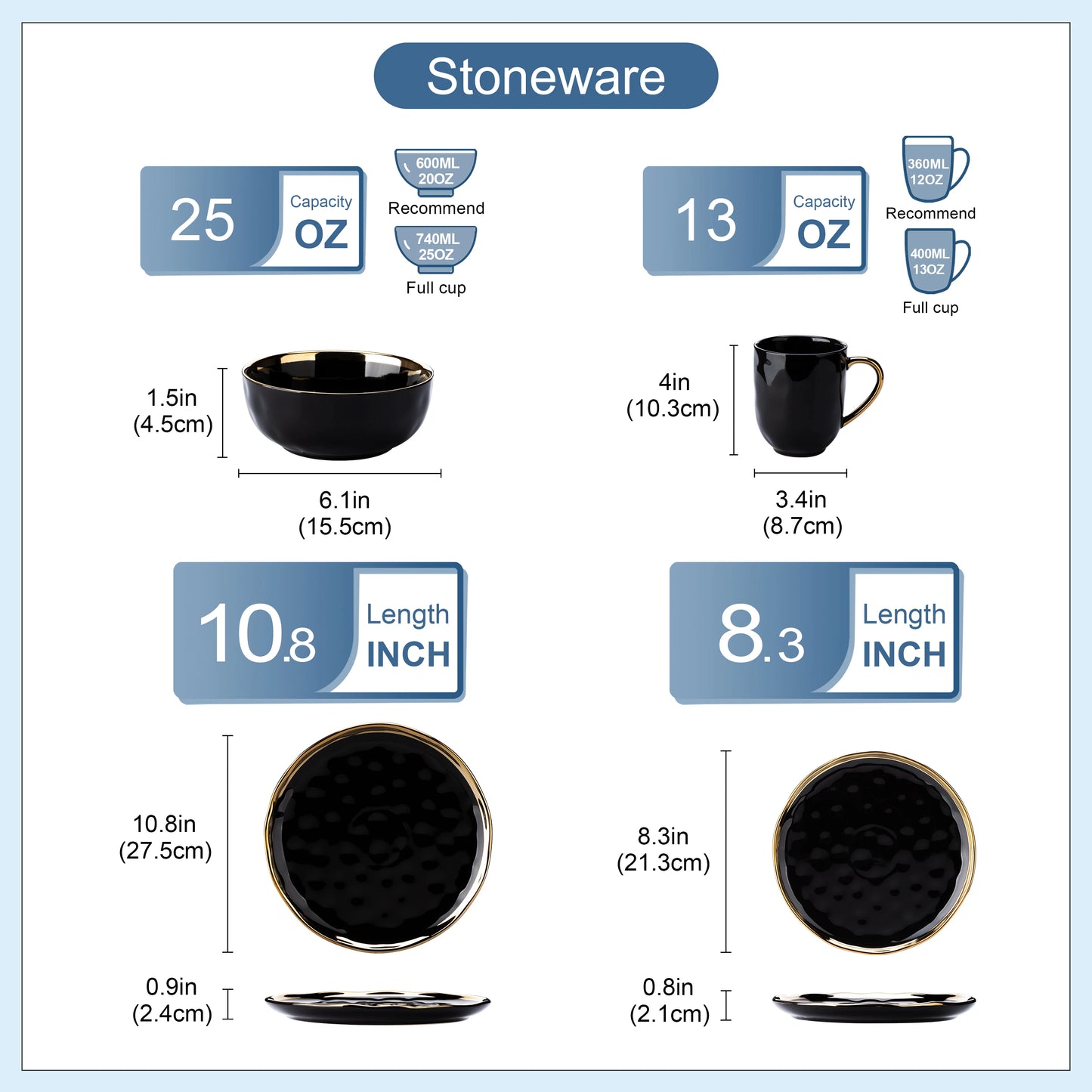 MALACASA Porcelain Dinnerware Set Plates Cups Bowls Tableware