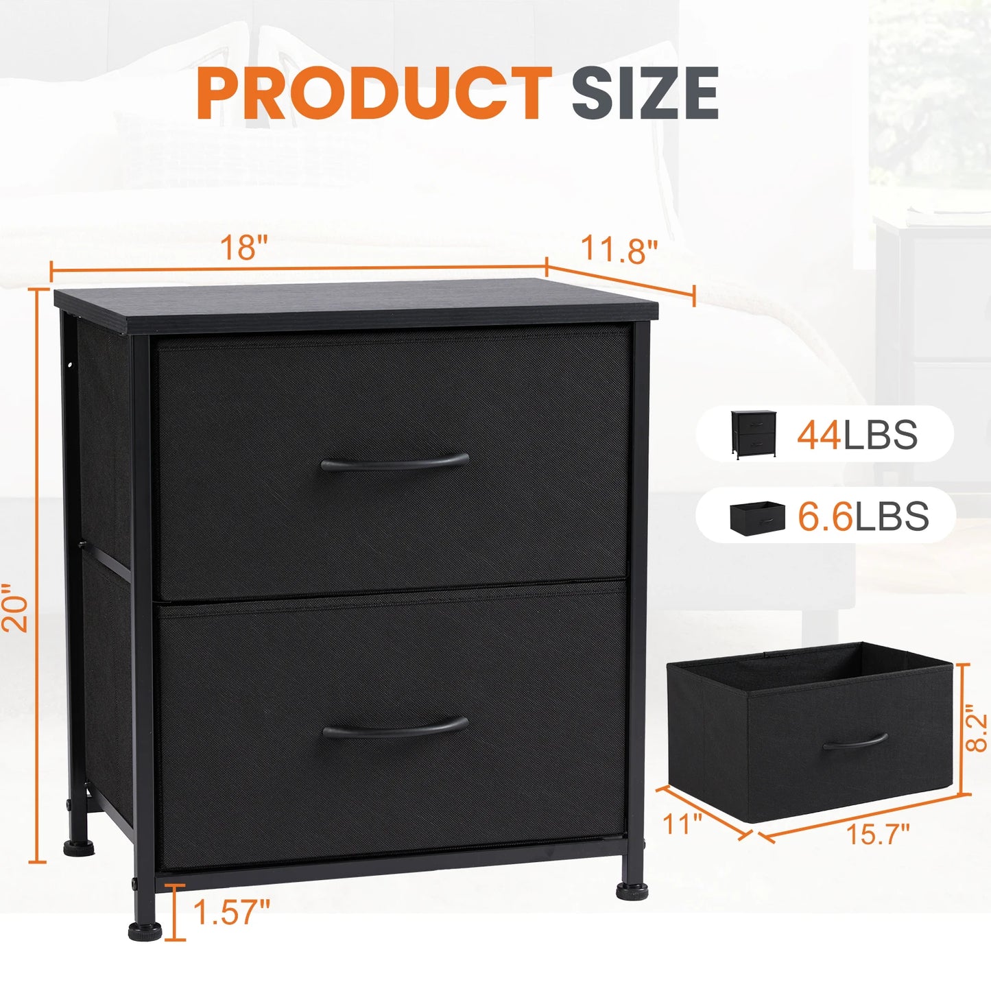 JHK Nightstand Bedside Table With Storage And Drawers