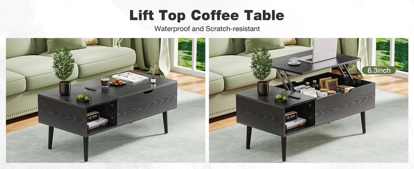 JHK Lift Top Coffee Table With Adjustable Storage Living Room
