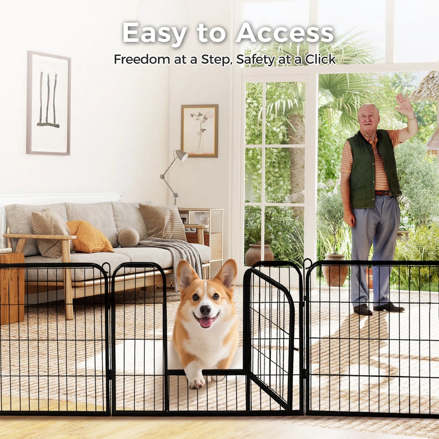 PEQULTI Heavy Duty Metal Puppy Playpen for Indoor Outdoor Use