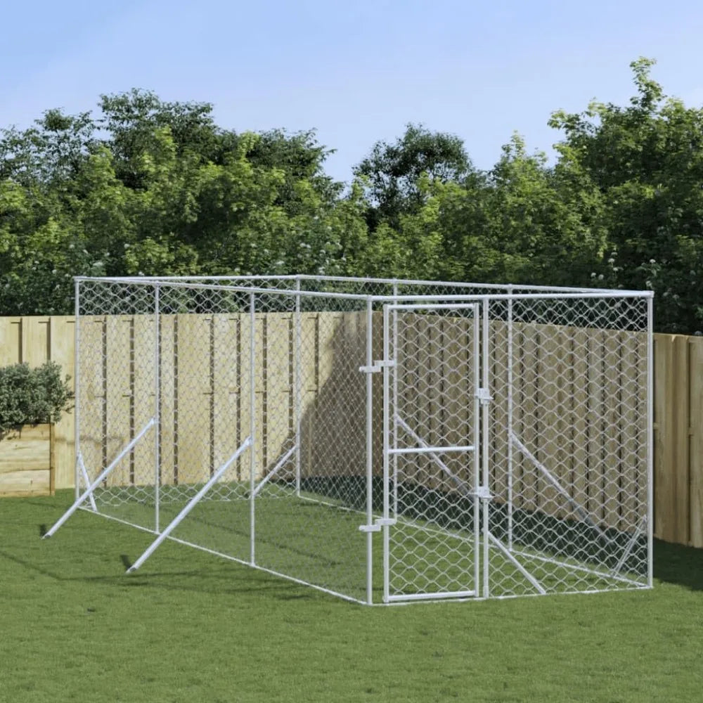 Outdoor Galvanized Steel Dog Kennel Cage For Yard Enclosure