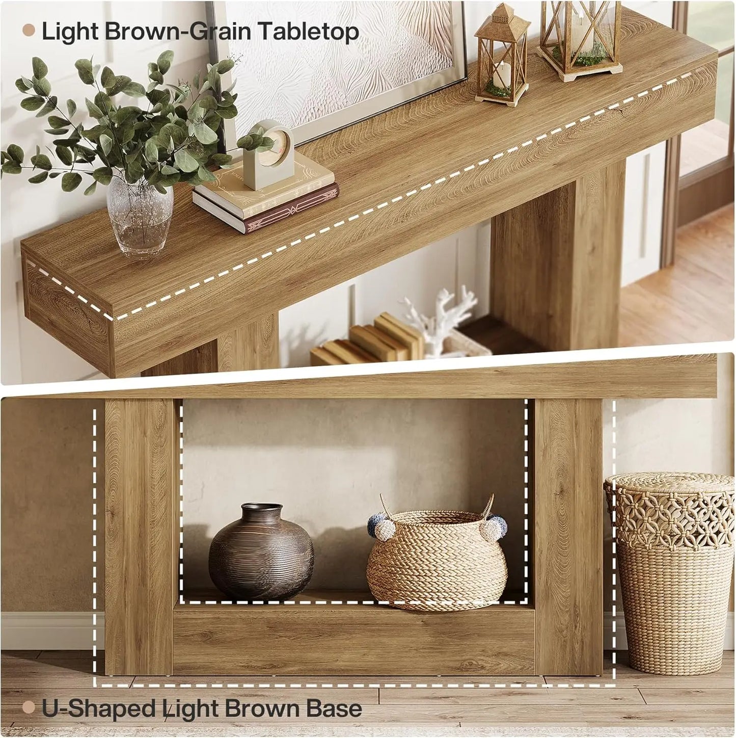 Tribesigns Farmhouse Console Table Two-Tier Entryway Table With U-Shaped Base