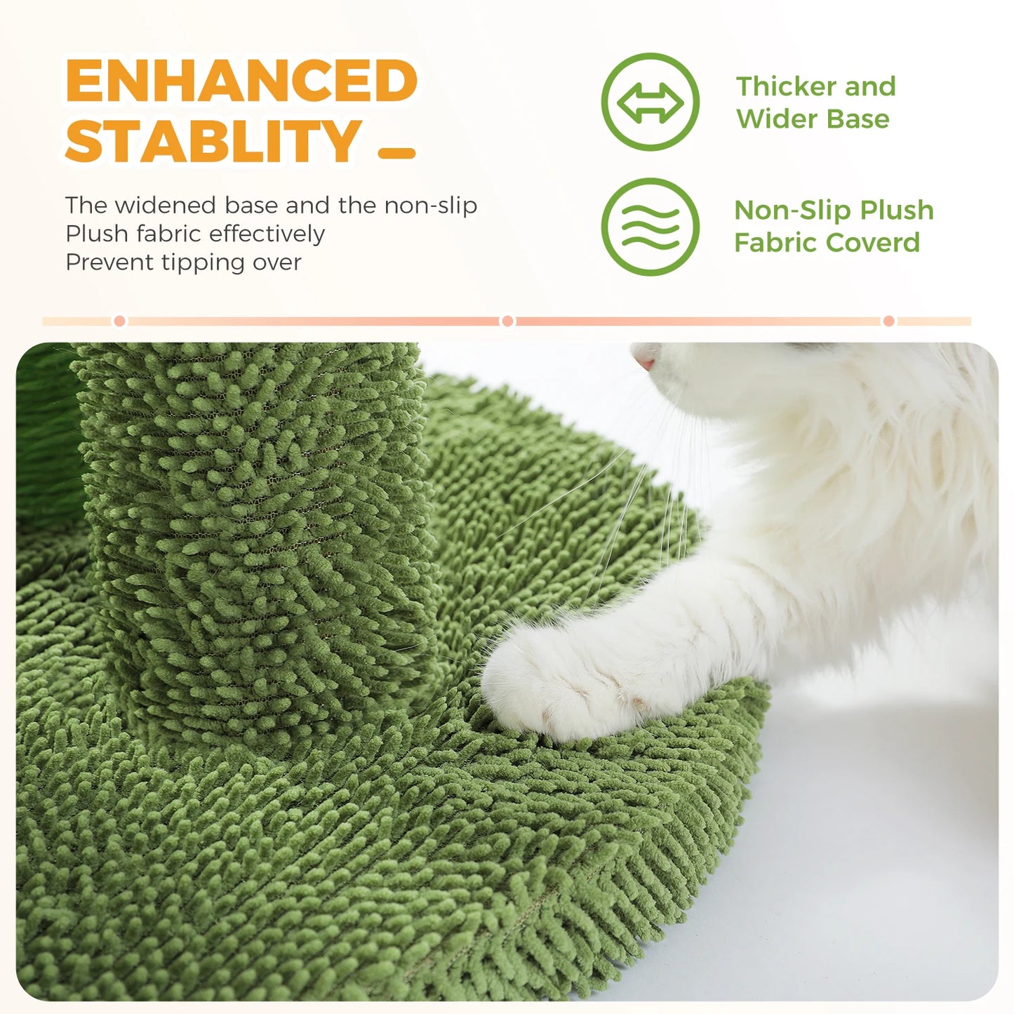 PEQULTICN Cactus Cat Tree With Large Condo Hammock And Dangling Ball Toy