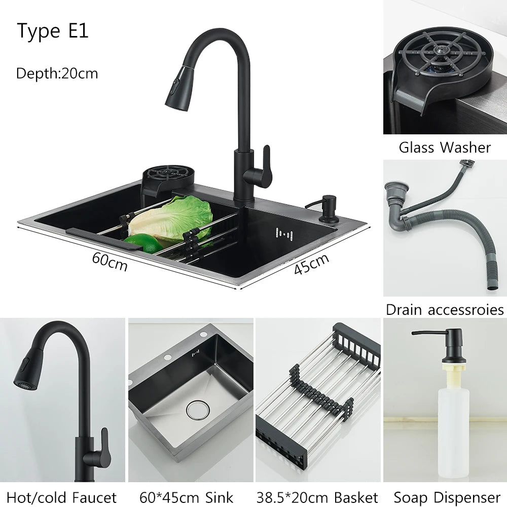 MYQualife Stainless Steel Undermount Kitchen Sink Set With Faucet
