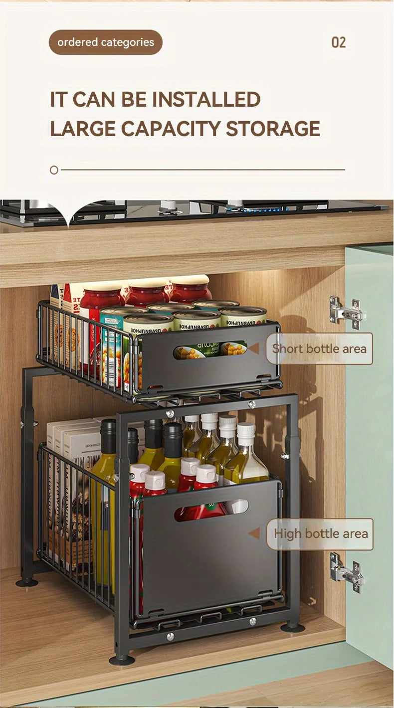 AEHOME 2 Tier Slide Out Cabinet Organizer Heavy Duty