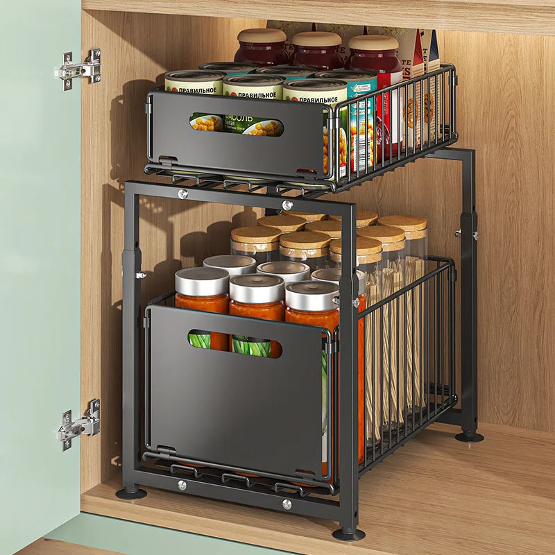 AEHOME 2 Tier Slide Out Cabinet Organizer Heavy Duty