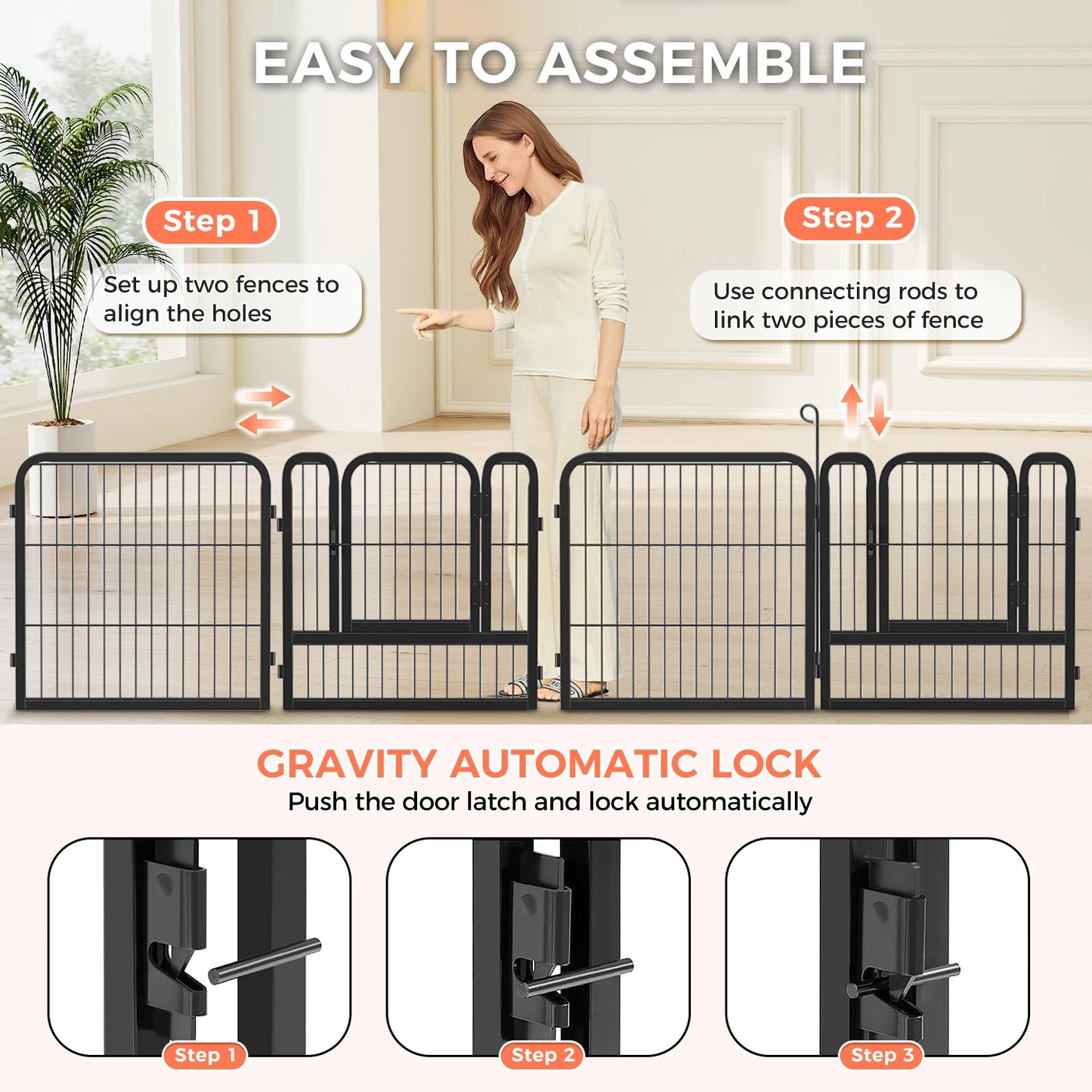 PEQULTI Heavy Duty Metal Puppy Playpen for Indoor Outdoor Use