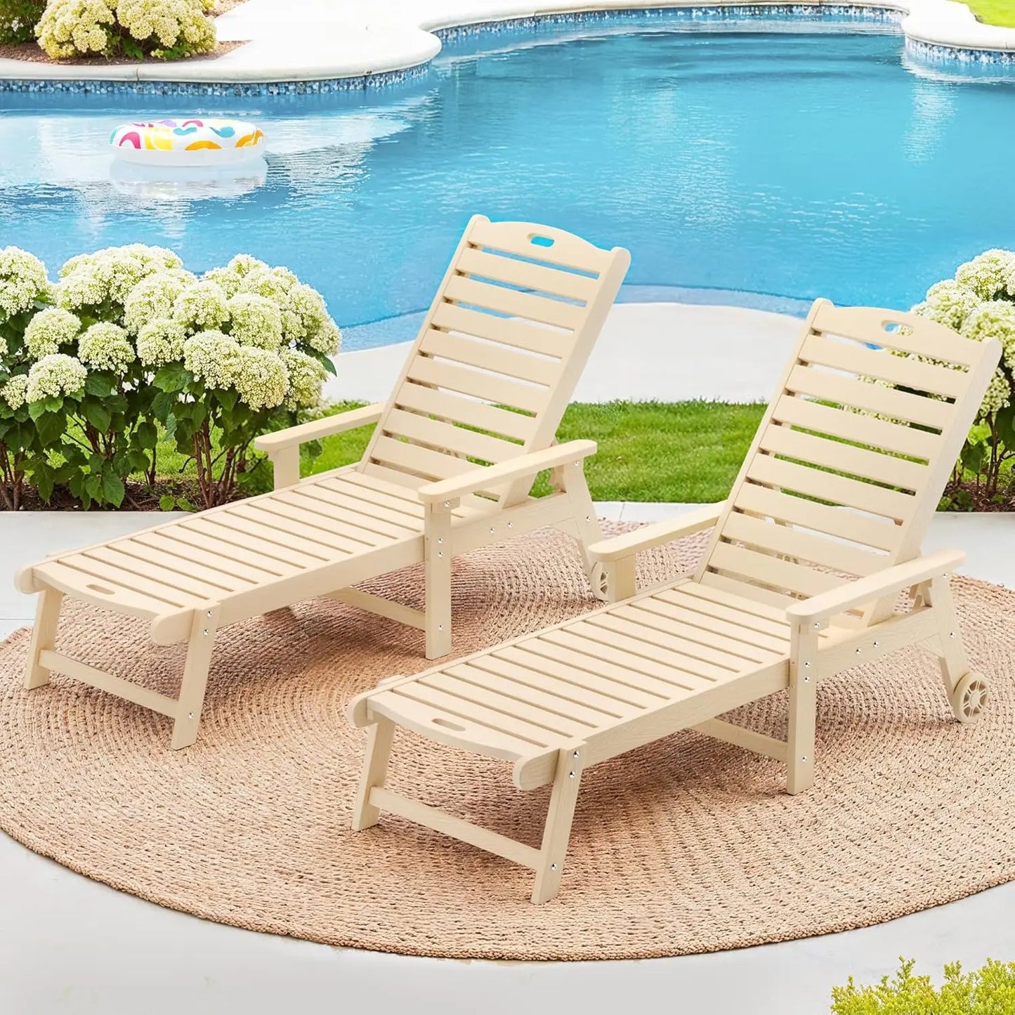 HUANZHUANG Outdoor Chaise Lounge Set of 2 Adjustable Lounges