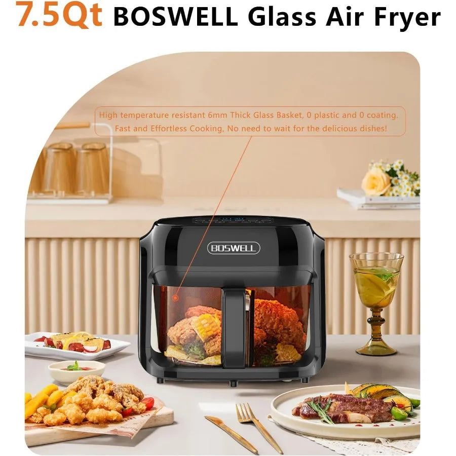 LISM Glass Air Fryer With 360 Degree Circulation For Cooking