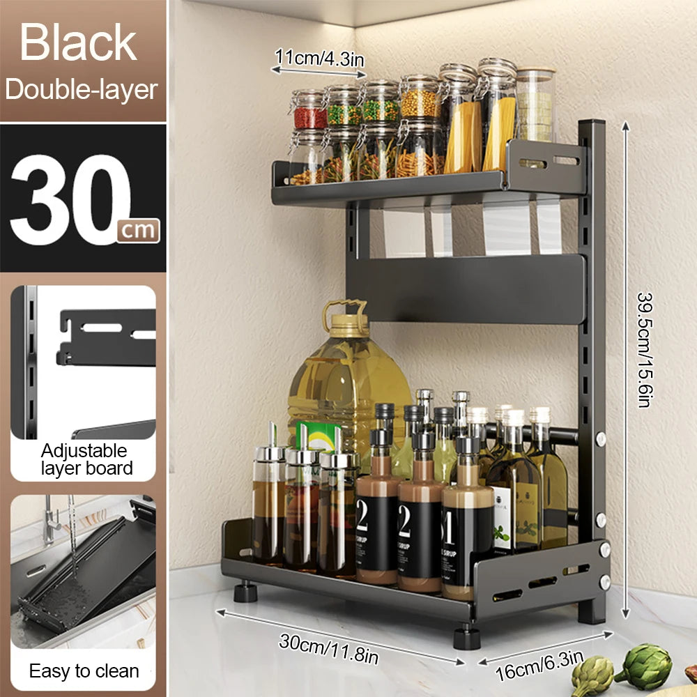 3 Tier Spice Storage Rack Adjustable Countertop Organizer