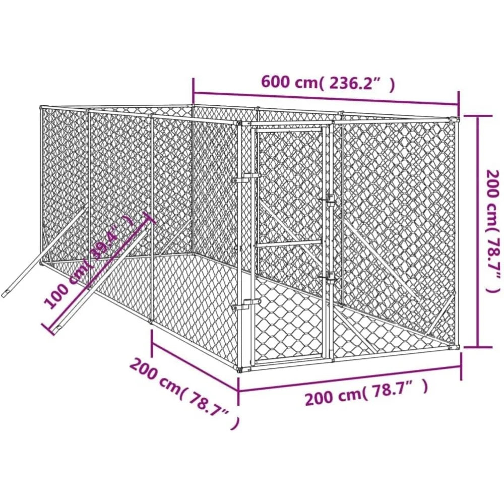 Outdoor Galvanized Steel Dog Kennel Cage For Yard Enclosure