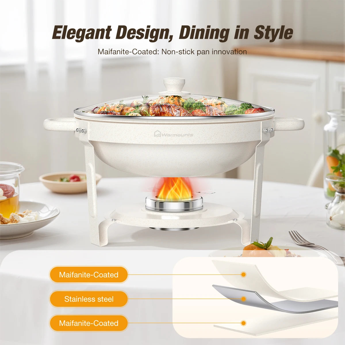 Warmounts Chafing Dishes Buffet Set With Glass Lid
