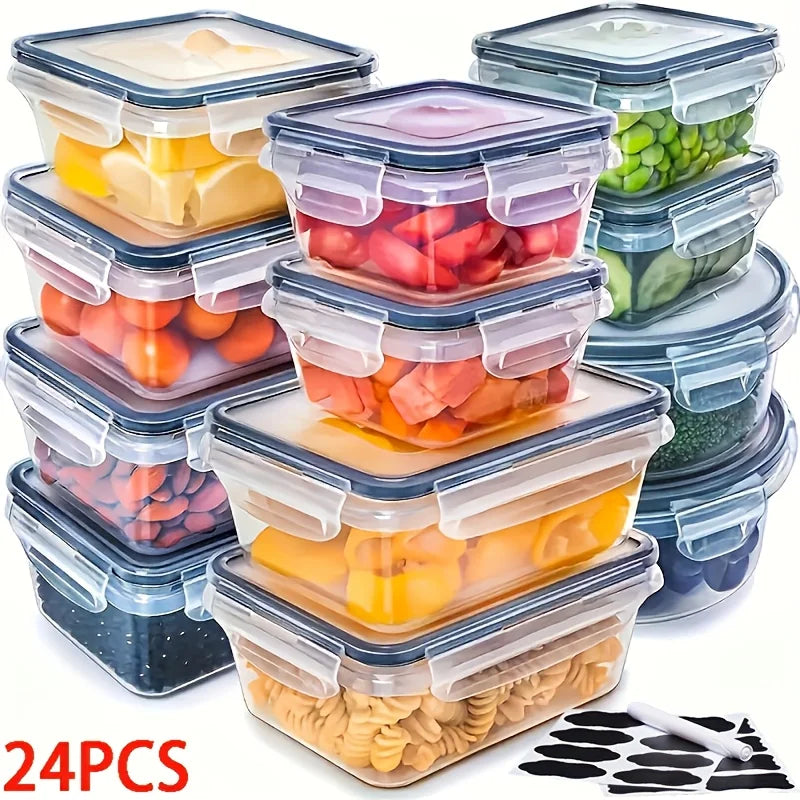 BPA Free Food Storage Containers Set With Lids And Labels