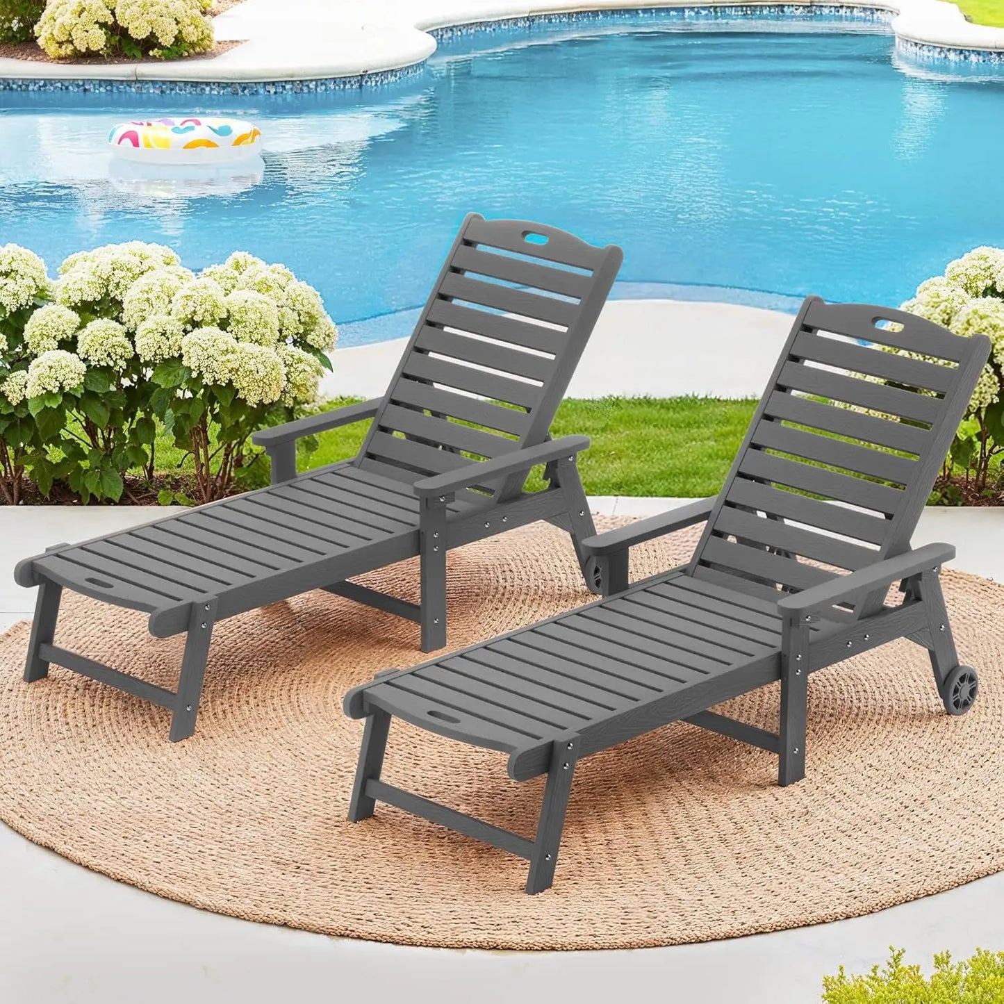 HUANZHUANG Outdoor Chaise Lounge Set of 2 Adjustable Lounges