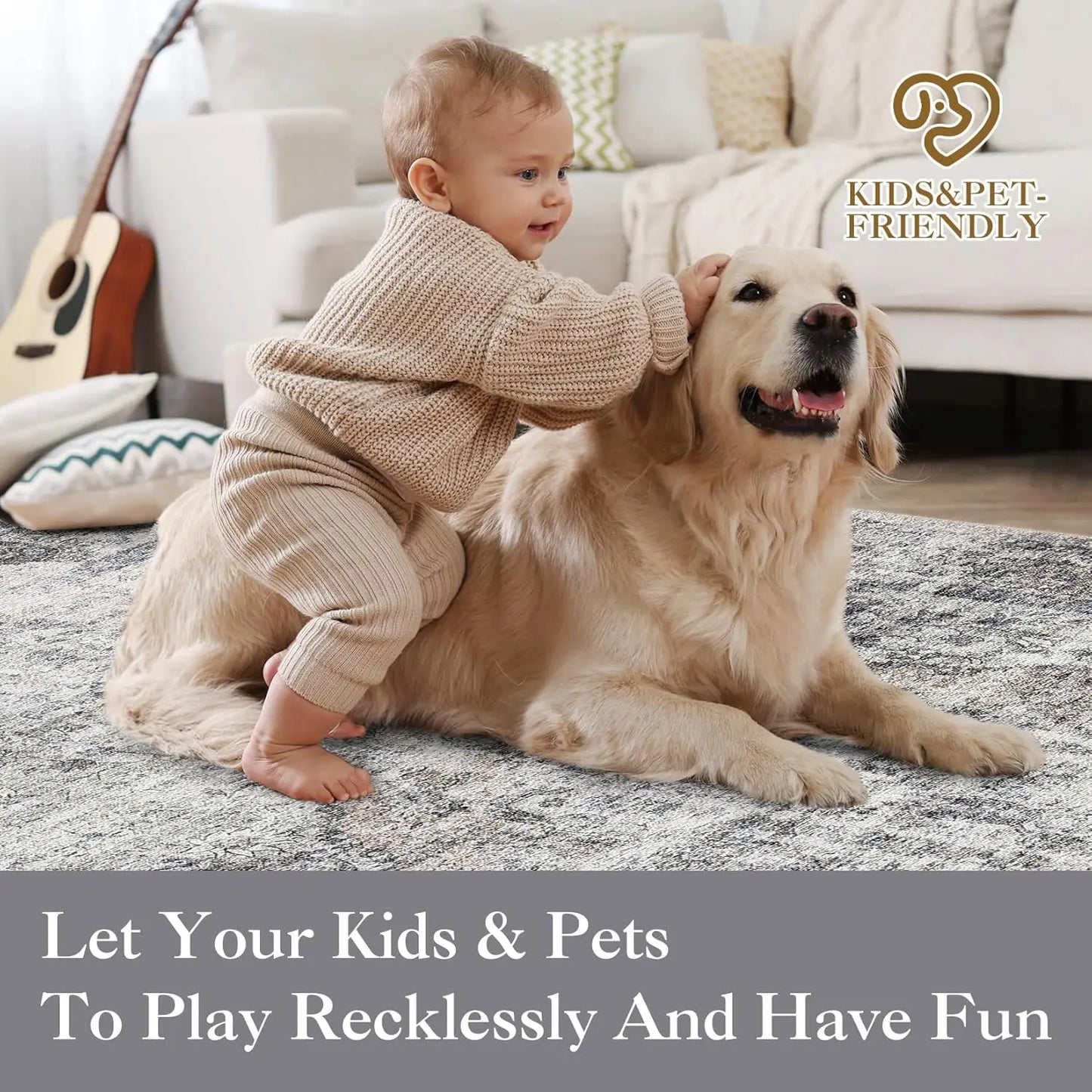 TWISTER.CK Washable Area Rug Non Slip Backing Indoor Floor Mat