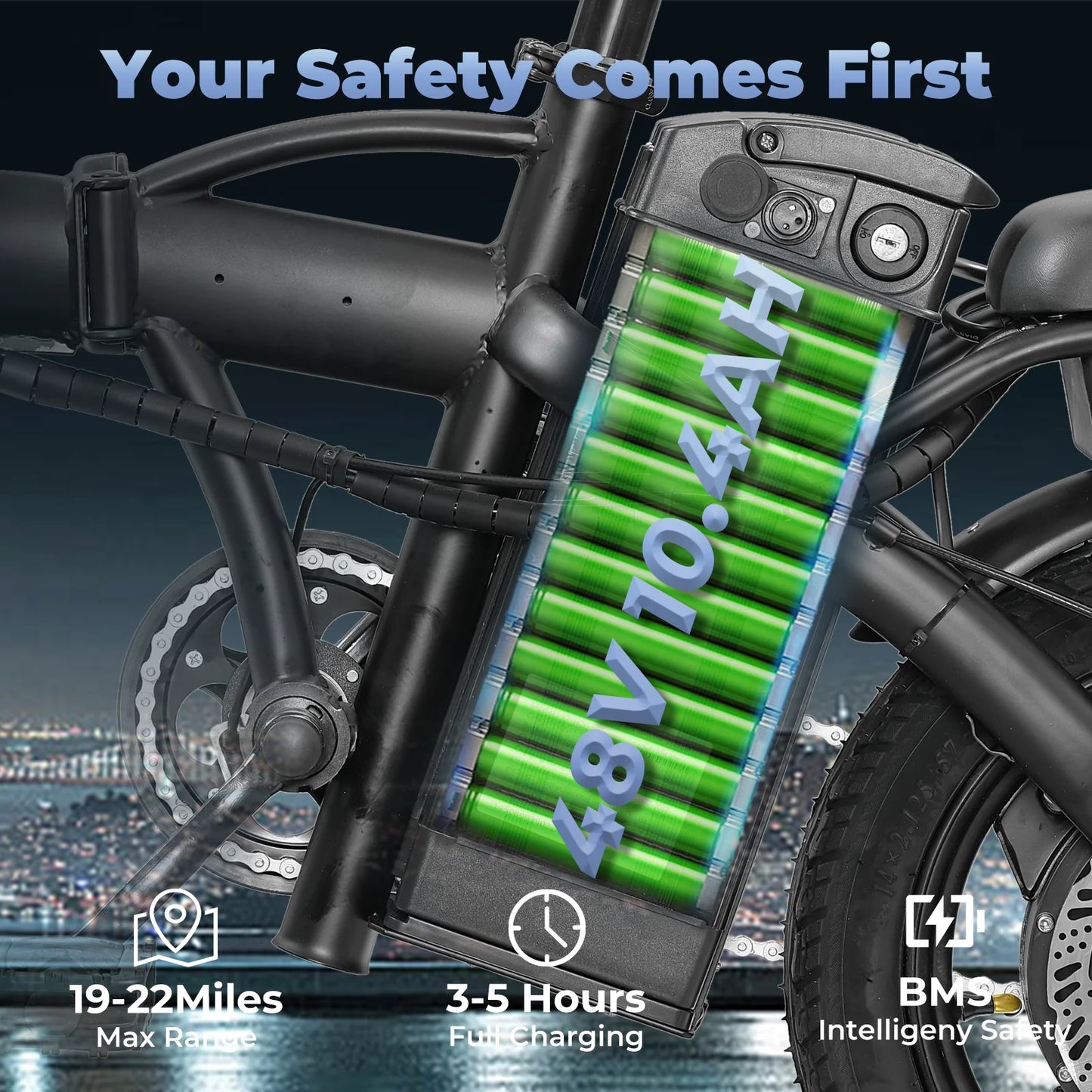 LELEKUAI Folding Electric Bicycle T5-D 500W 24MPH 48V 10Ah Battery