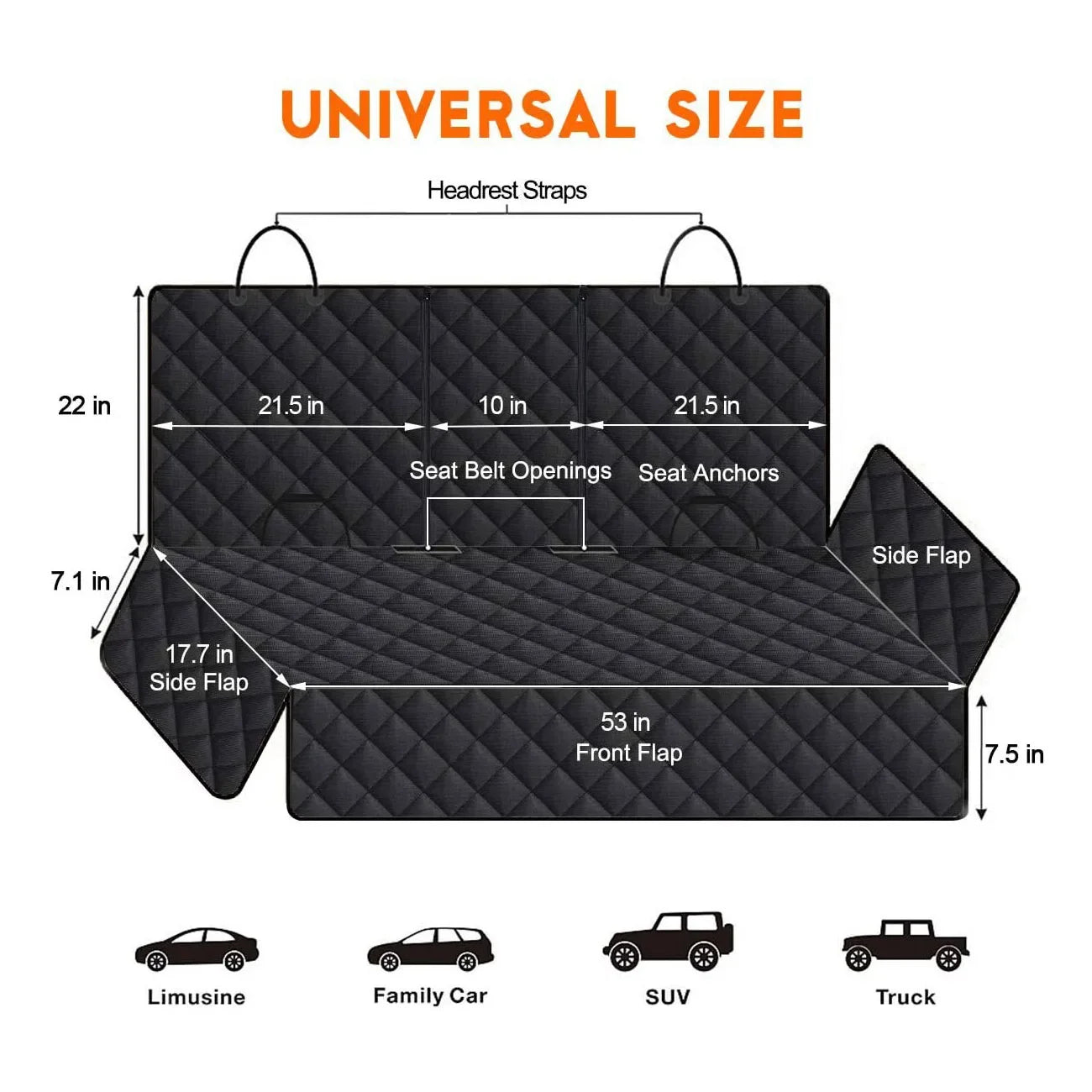 Dog Car Rear Seat Cover Hammock With Waterproof Dirtproof Fabric