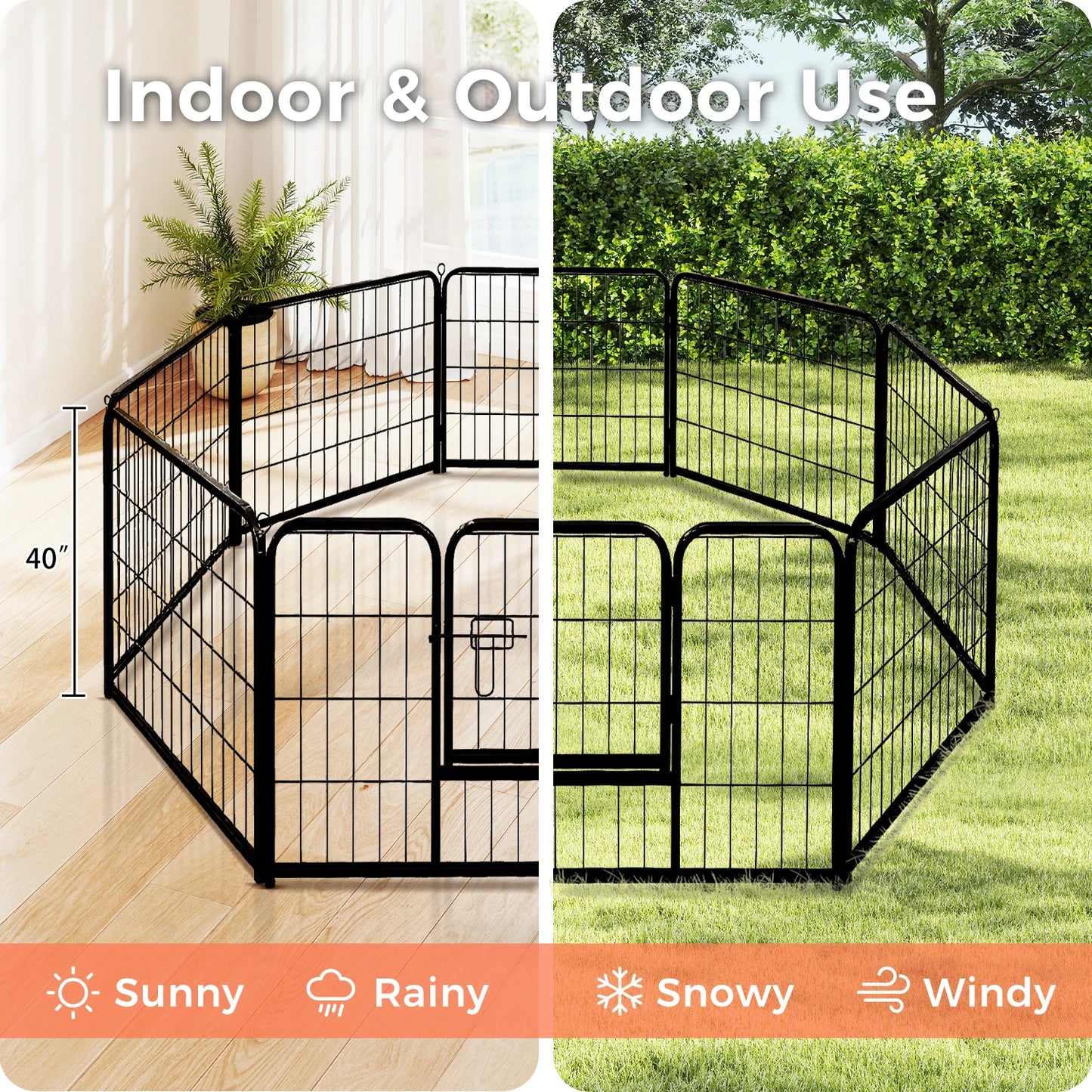 PEQULTI Heavy Duty Metal Puppy Playpen for Indoor Outdoor Use