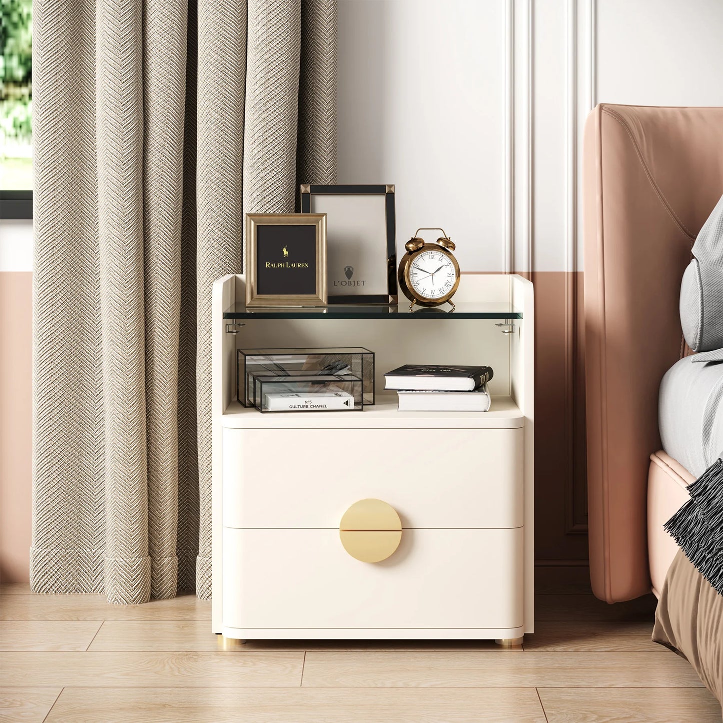 Tribesigns 2 Drawer Modern Nightstands With Open Storage Space