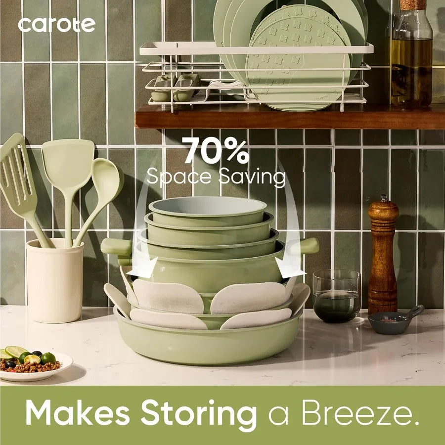 27 Pc Ceramic Nonstick Cookware Set Pots Pans Dishwasher Safe
