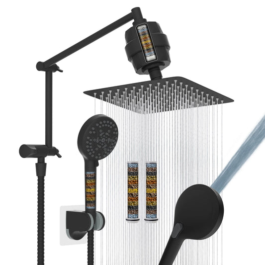 Filtered Shower Head, 10” High Pressure Rainfall Shower Head with Handheld Spray 10 Mode Handheld Powerful Wash