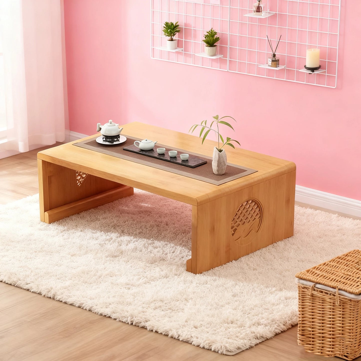 Foldable Japanese Style Low Coffee Table Tatami Floor Seating
