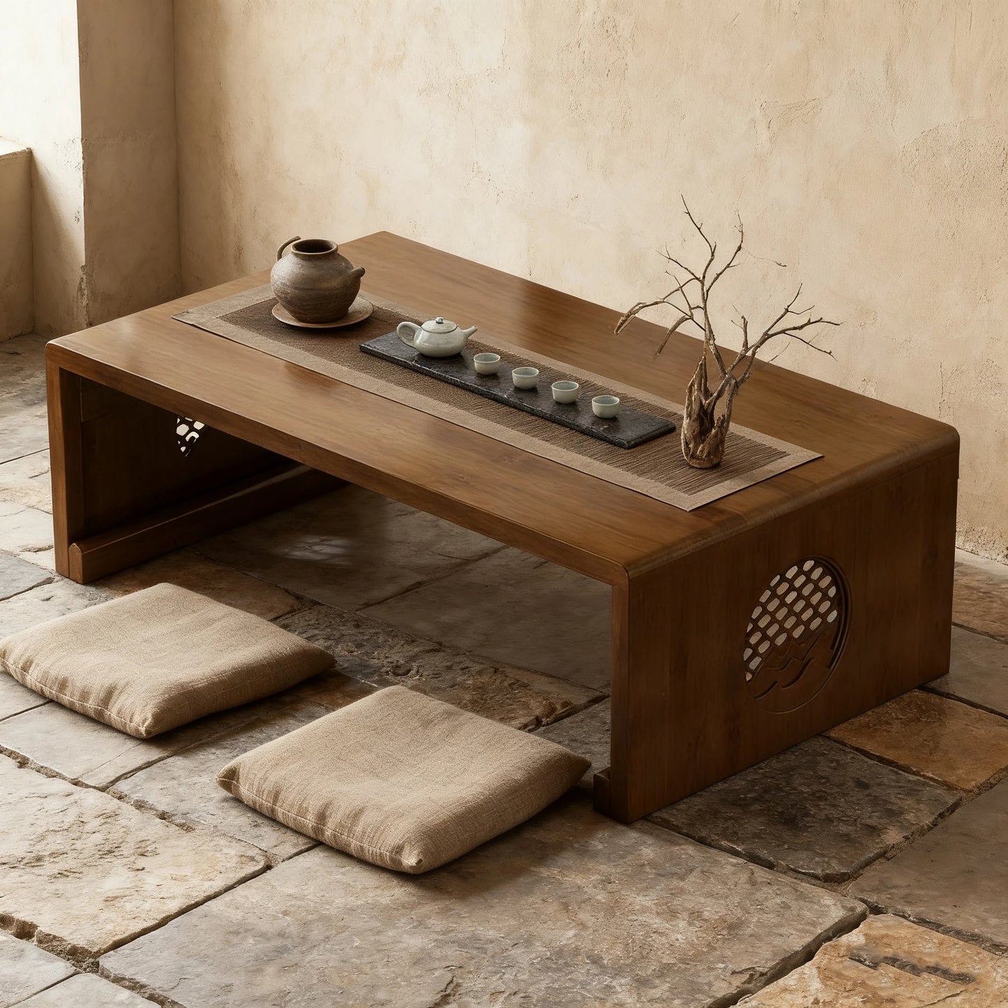 Foldable Japanese Style Low Coffee Table Tatami Floor Seating
