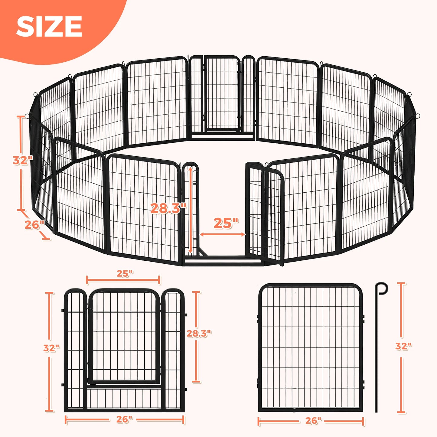 PEQULTI Heavy Duty Metal Puppy Playpen for Indoor Outdoor Use