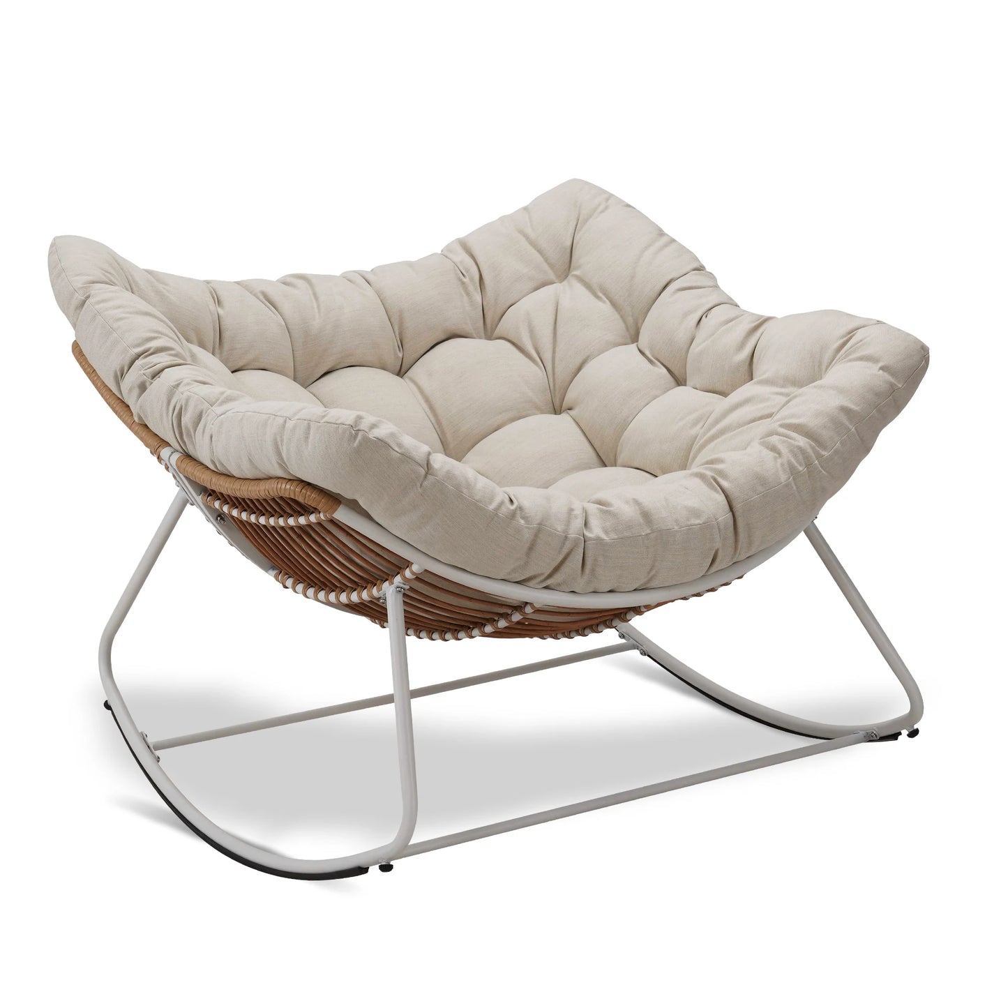 Outdoor Wicker Egg Chair Papasan With Cushioned Seat For Porch