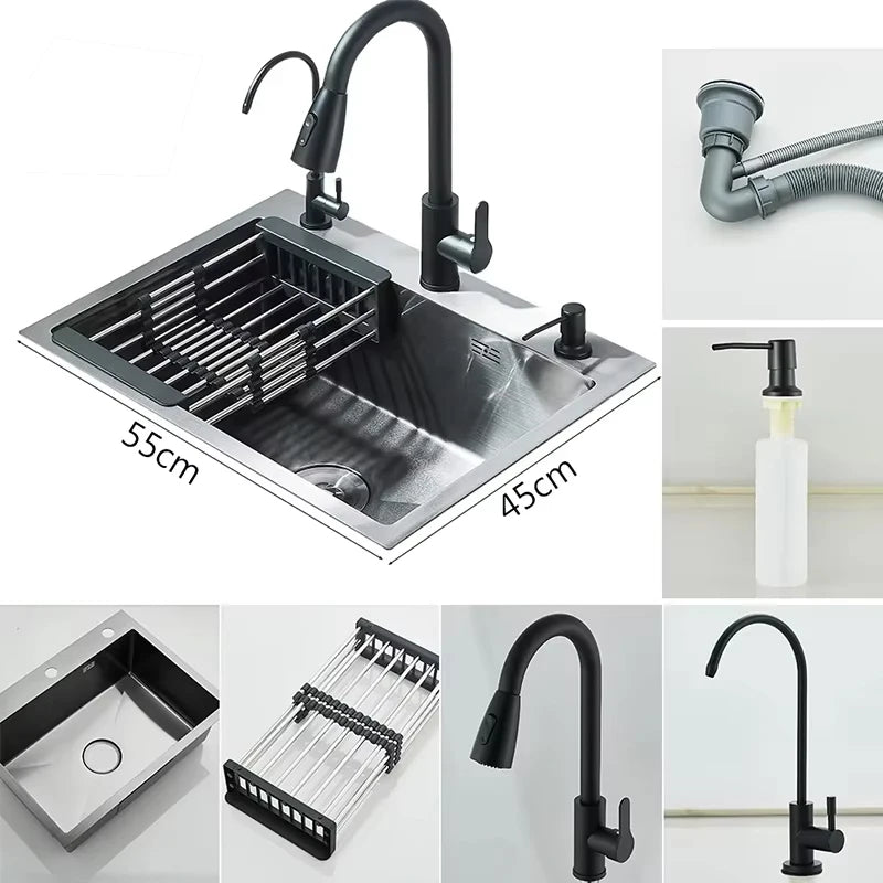 MYQualife Stainless Steel Kitchen Sink With Faucet And Soap Dispenser