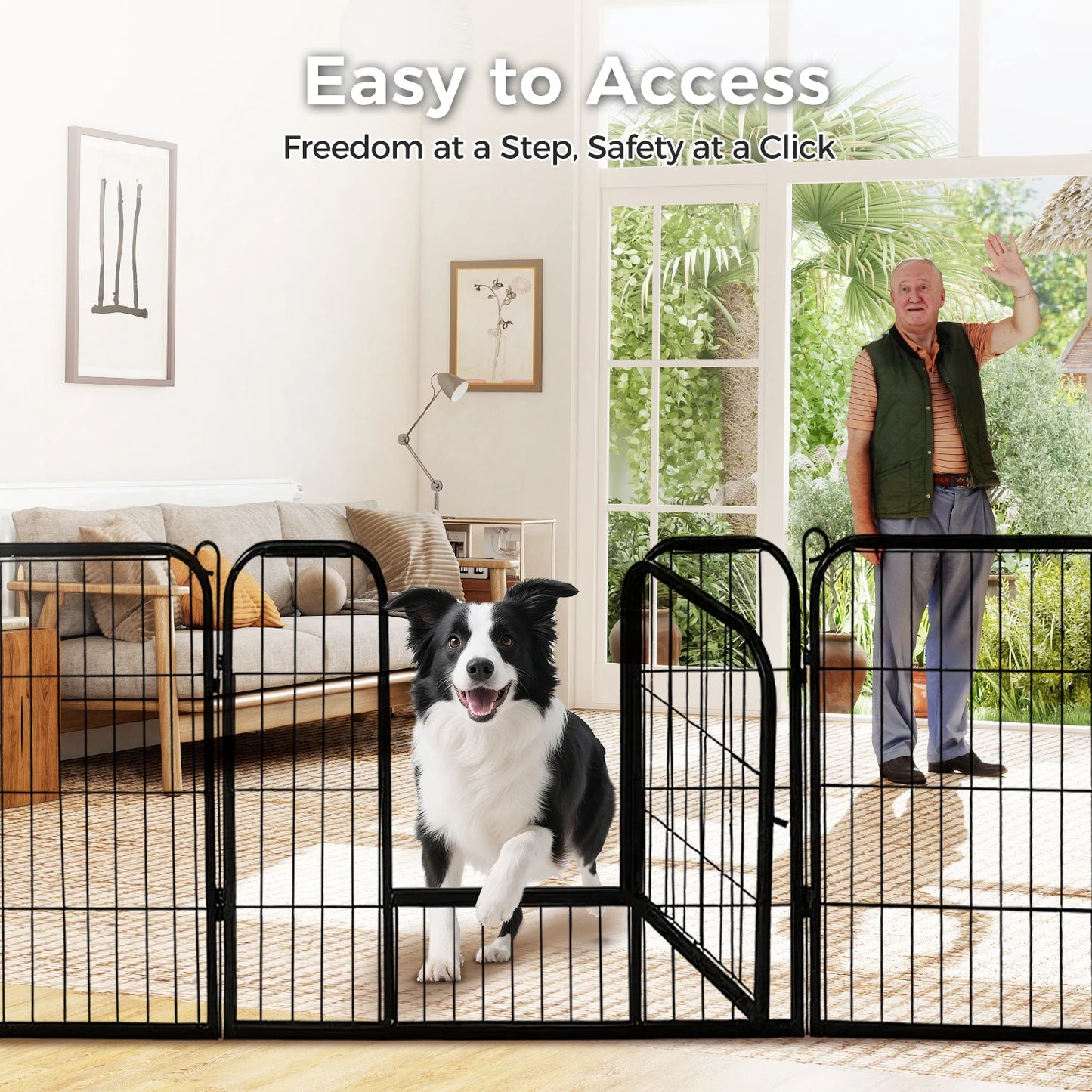 PEQULTI Heavy Duty Metal Puppy Playpen for Indoor Outdoor Use