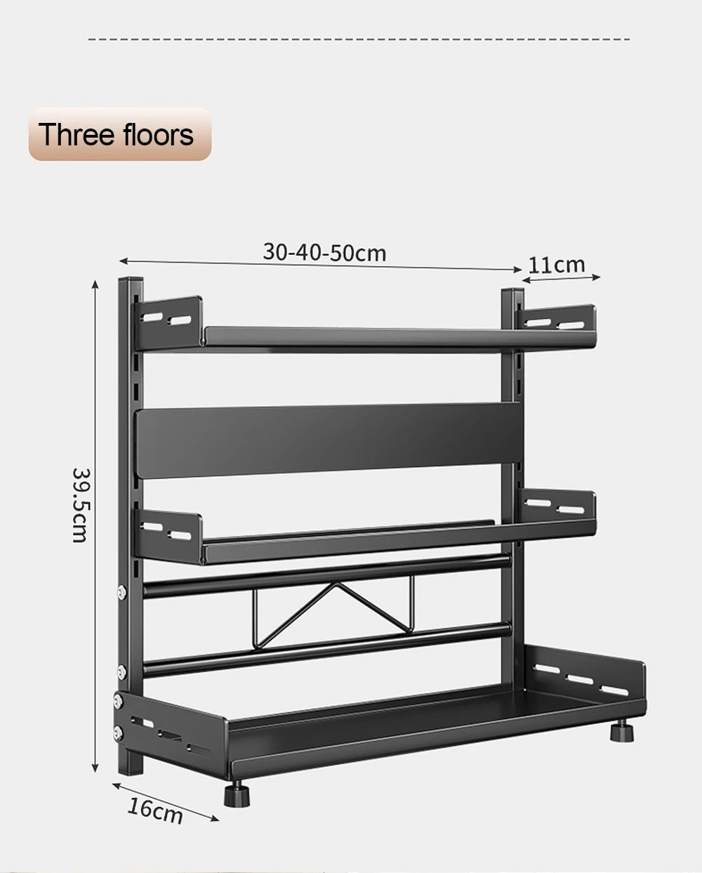 3 Tier Spice Storage Rack Adjustable Countertop Organizer