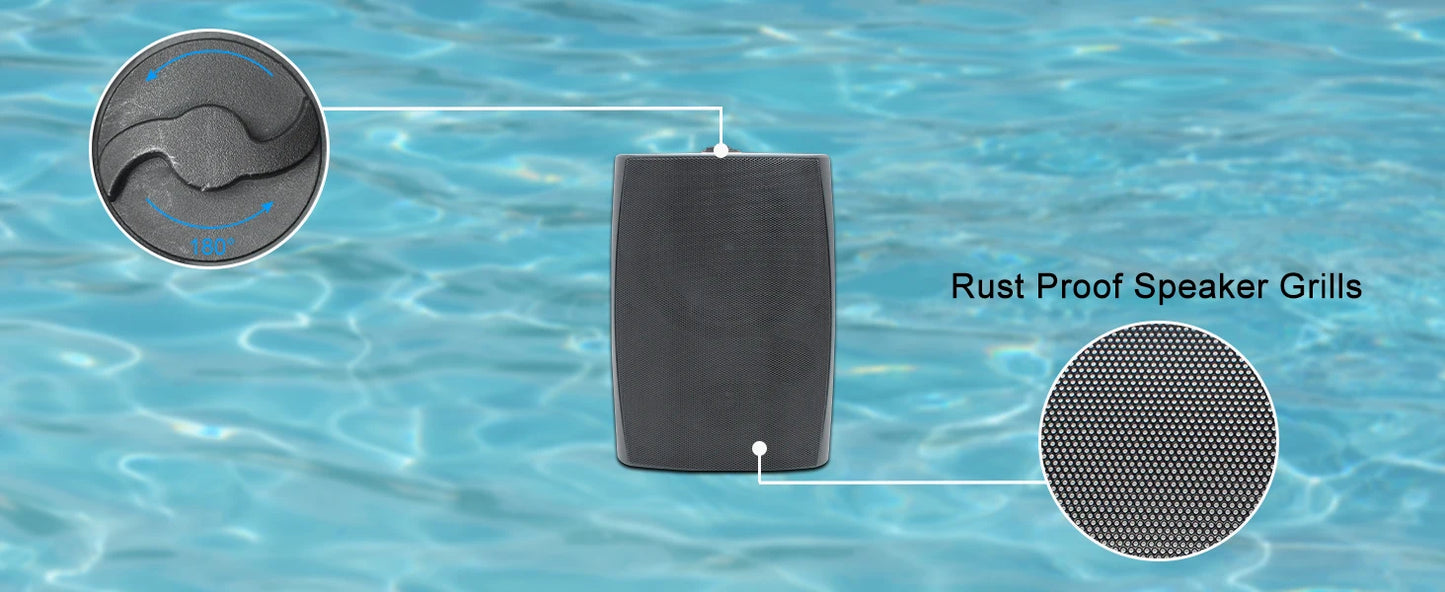 Herdio 4 Pack Outdoor Bluetooth Speakers With Wall Mount Amplifier