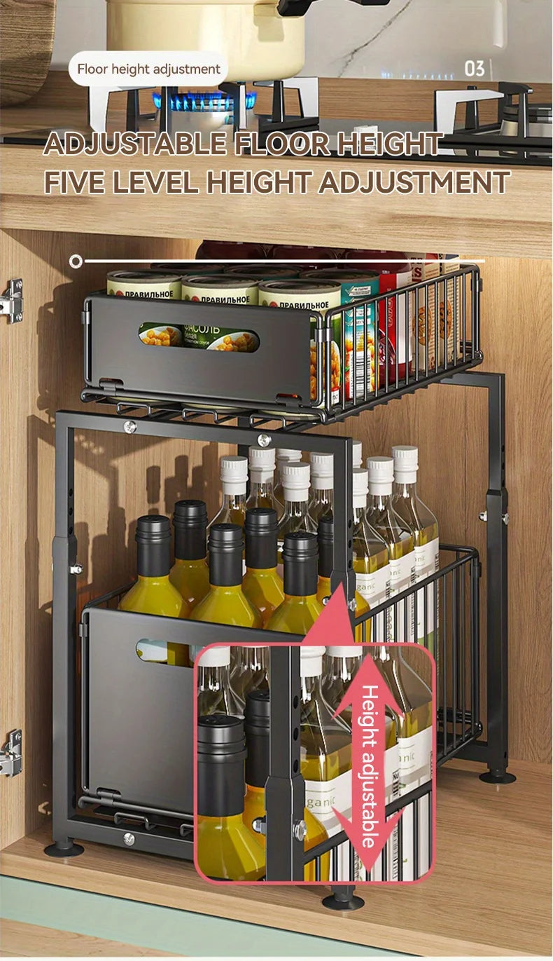 AEHOME 2 Tier Slide Out Cabinet Organizer Heavy Duty