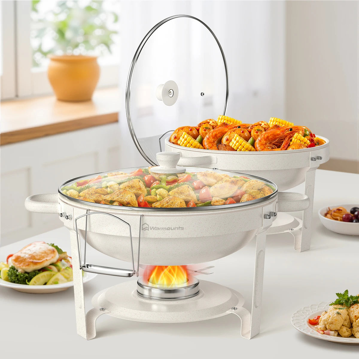 Warmounts Chafing Dishes Buffet Set With Glass Lid
